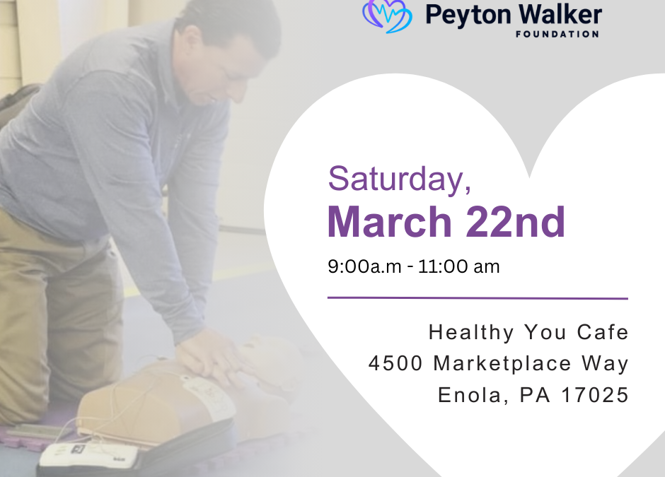 CPR & AED Certification Training Class: ​ Saturday, March 22nd, 9-11AM